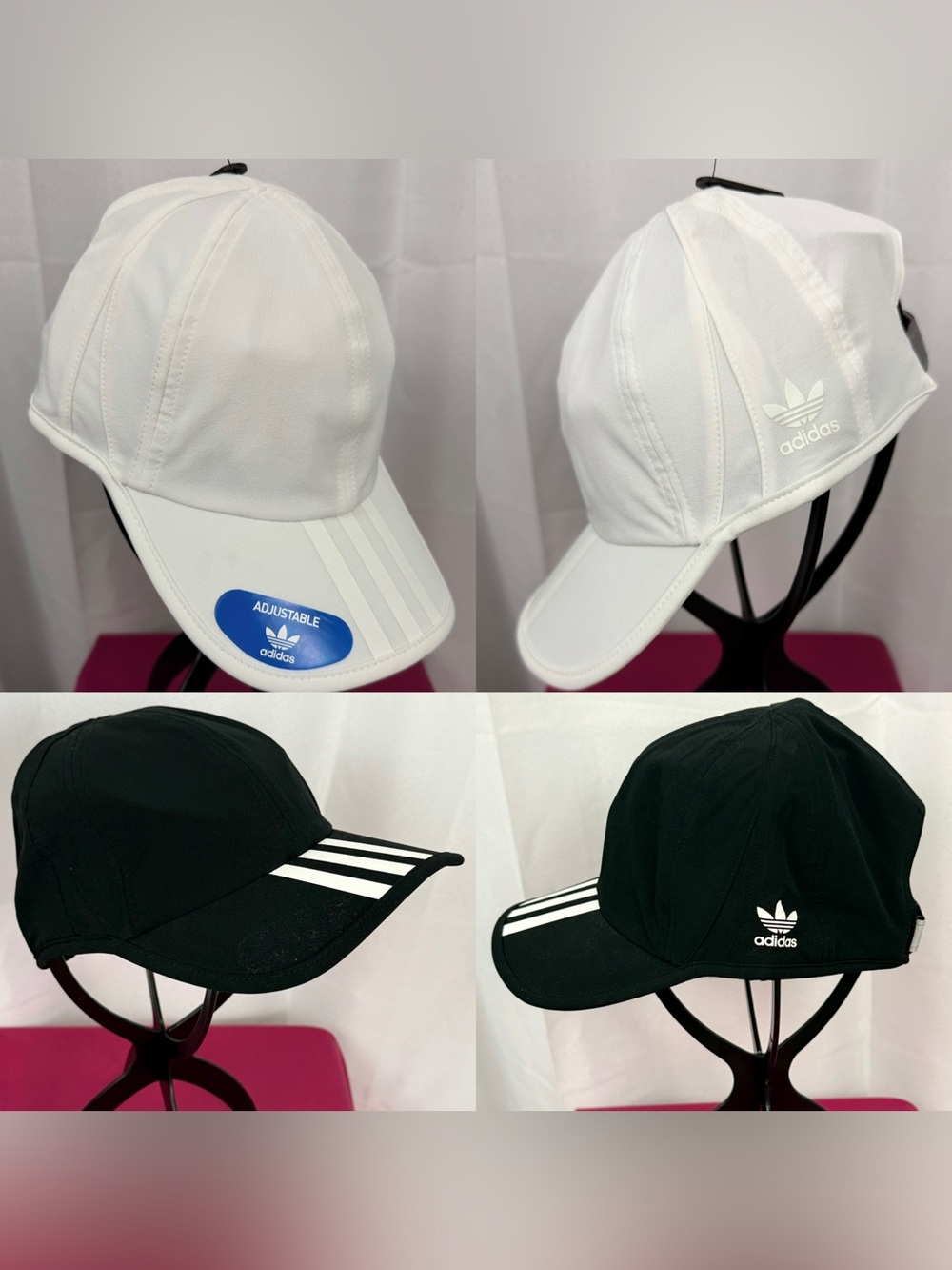 adidas Men’s Lightweight Quick Dry White & Black Trainer Trefoil Baseball Caps